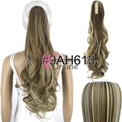 Extensie de par coada ondulata cu cleste 60 cm Cod CP8889AH613 Saten Deschis cu Blond Deschis